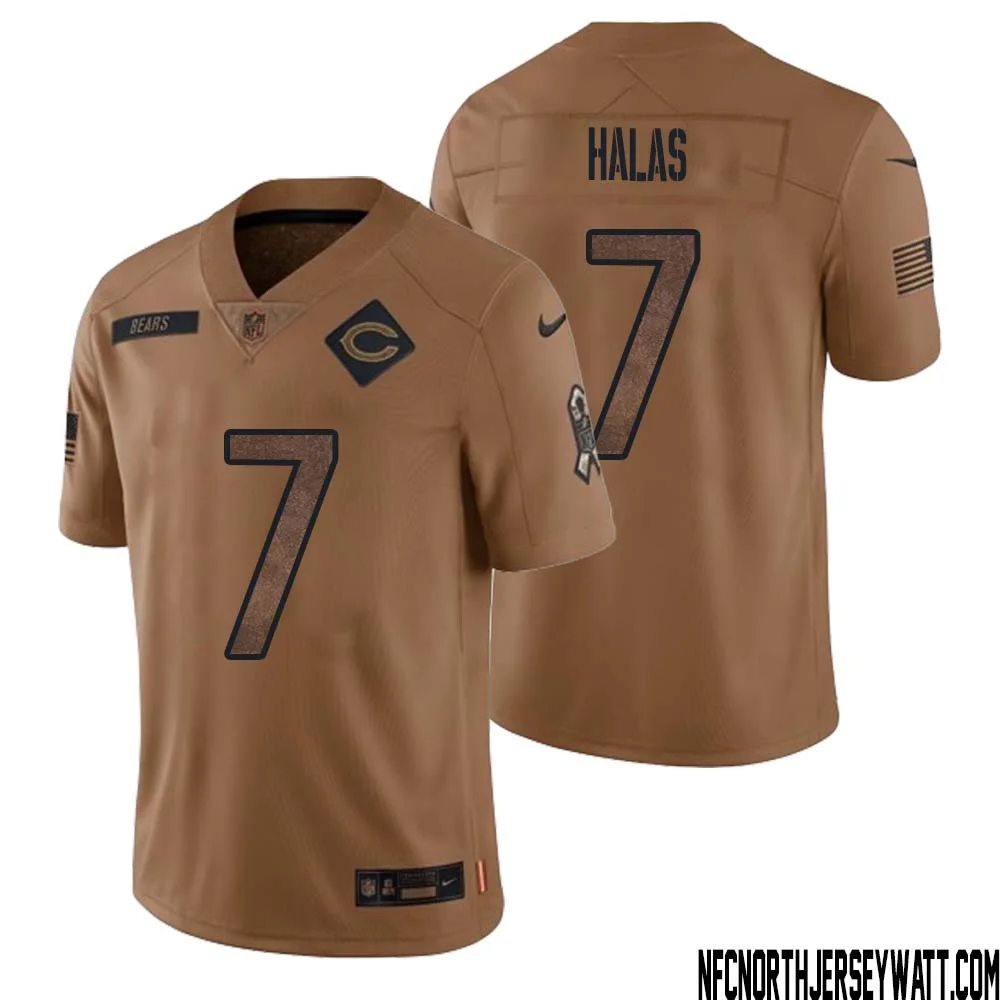 George Halas No 7 Men Brown Chicago Bears 2023 Salute To Service Retired Player Limited Jersey