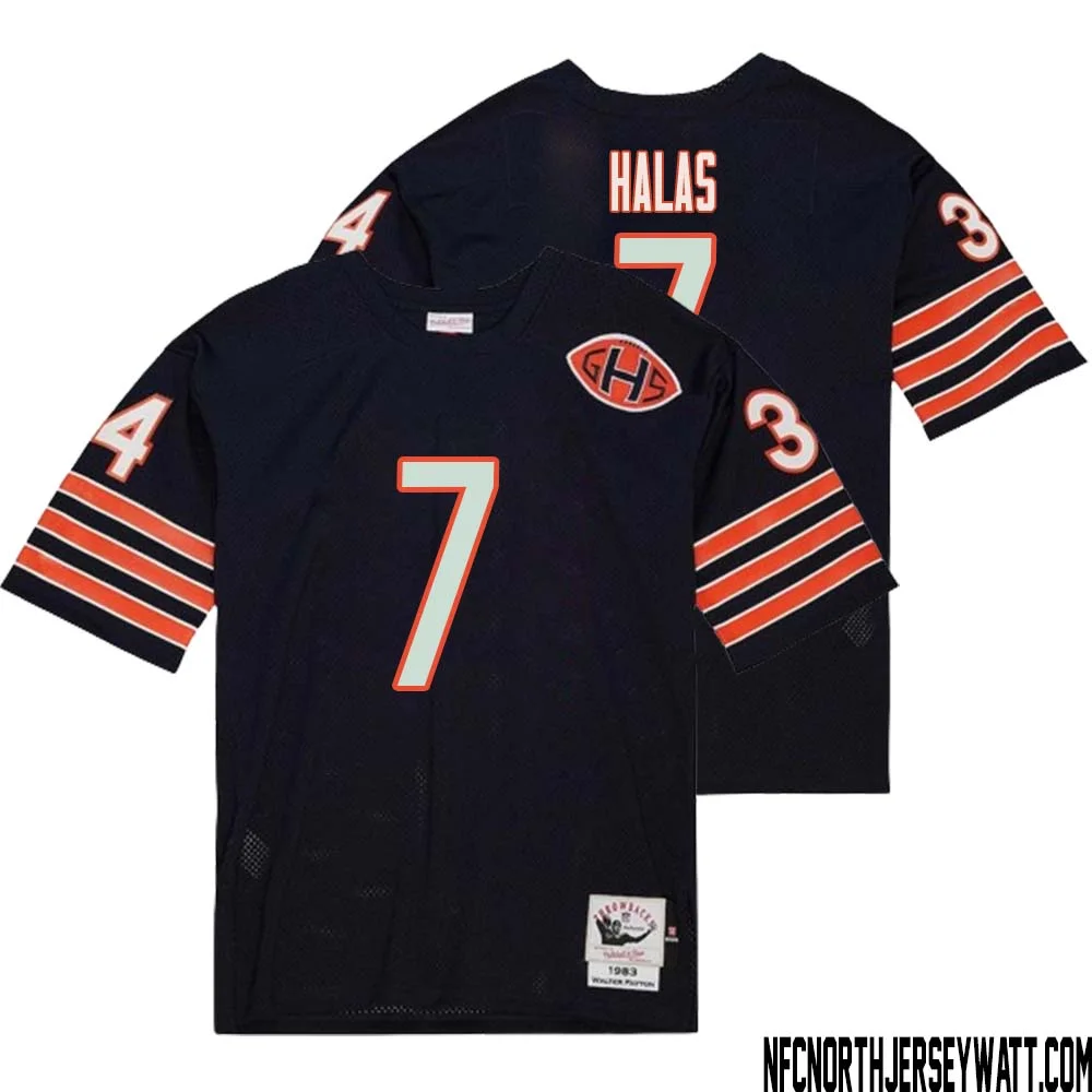 George Halas No 7 Men Mitchell Ness Navy Chicago Bears 2004 Authentic Throwback Retired Player Jersey