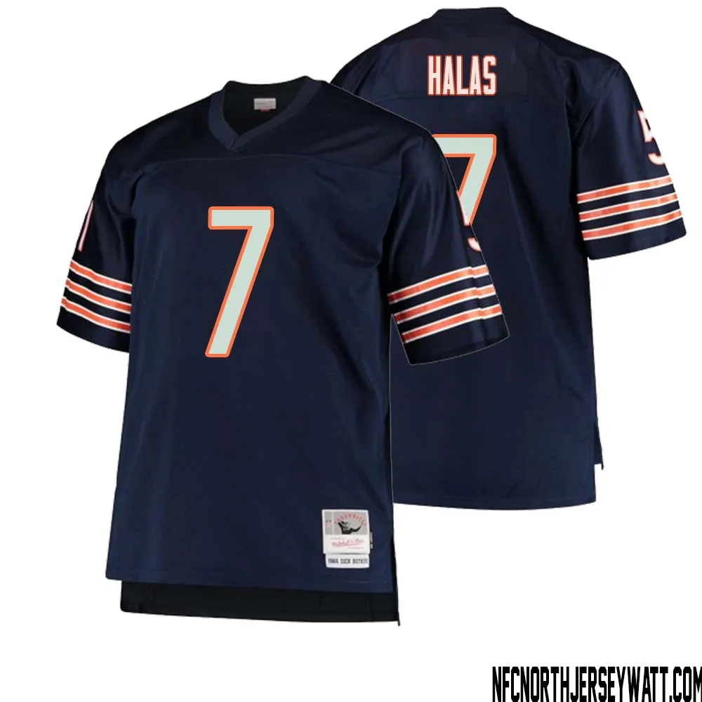 George Halas No 7 Men Mitchell Ness Navy Chicago Bears Big Tall 1966 Retired Player Replica Jersey