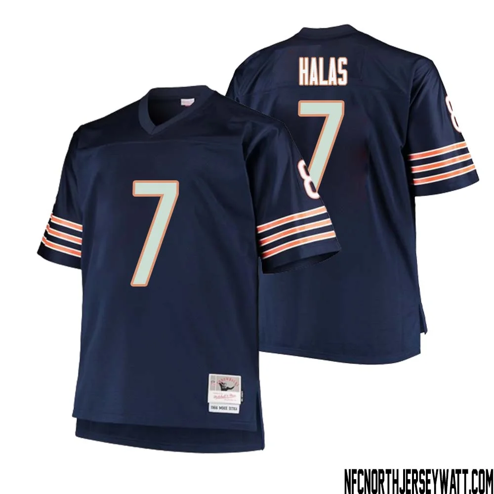 George Halas No 7 Men Mitchell Ness Navy Chicago Bears Big Tall 1985 Retired Player Replica Jersey 2