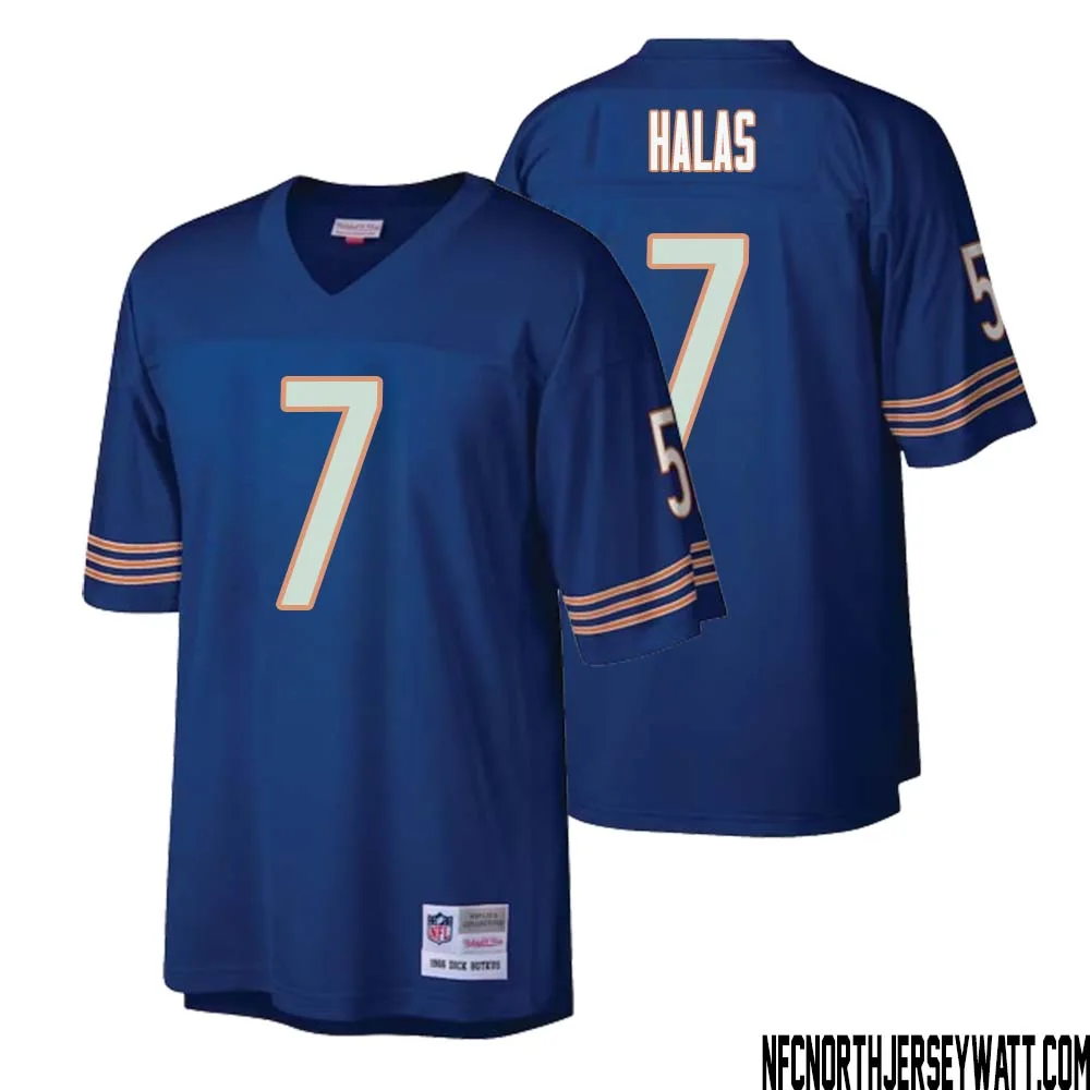 George Halas No 7 Men Mitchell Ness Navy Chicago Bears Retired Player Legacy Replica Jersey