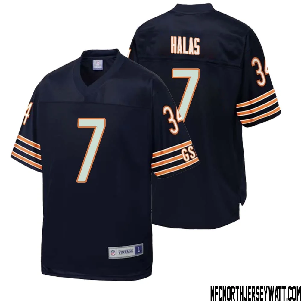 George Halas No 7 Men NFL Pro Line Navy Chicago Bears Retired Player Replica Jersey