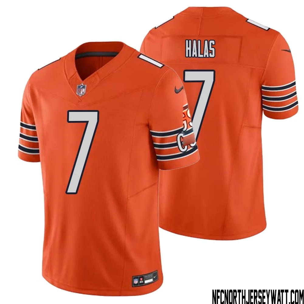 George Halas No 7 Men Orange Chicago Bears Vapor F.U.S.E. Limited Jersey 1