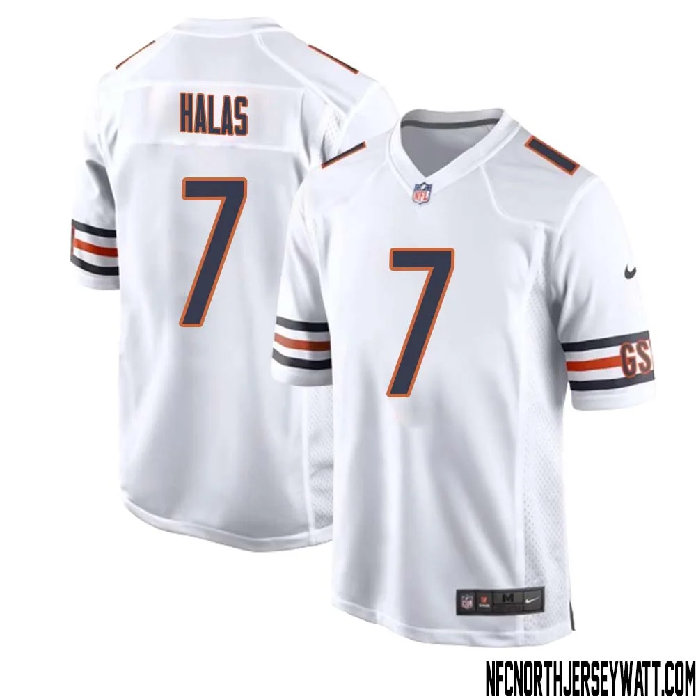 George Halas No 7 Men White Chicago Bears Away Game Jersey 1