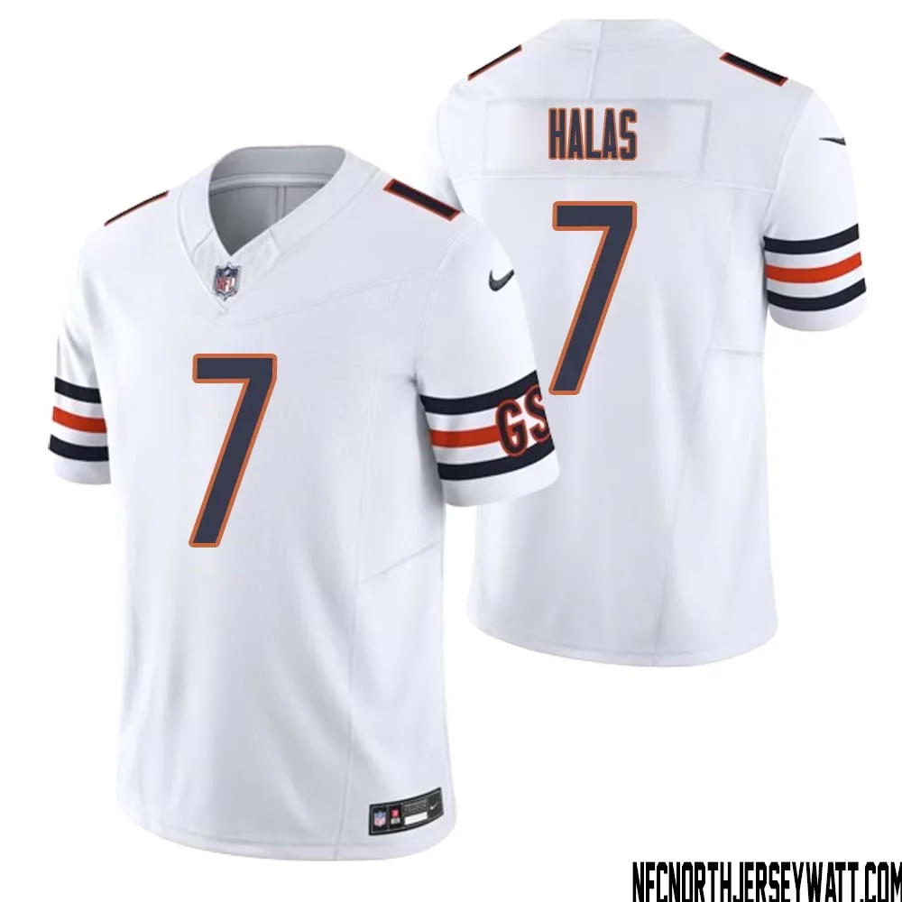 George Halas No 7 Men White Chicago Bears Vapor F.U.S.E. Limited Jersey