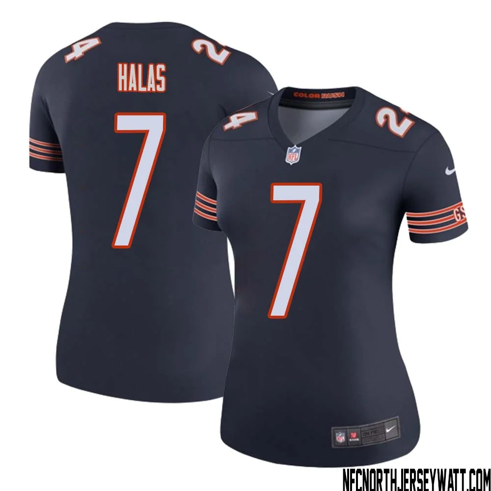George Halas No 7 Women Navy Chicago Bears Color Rush Legend Jersey