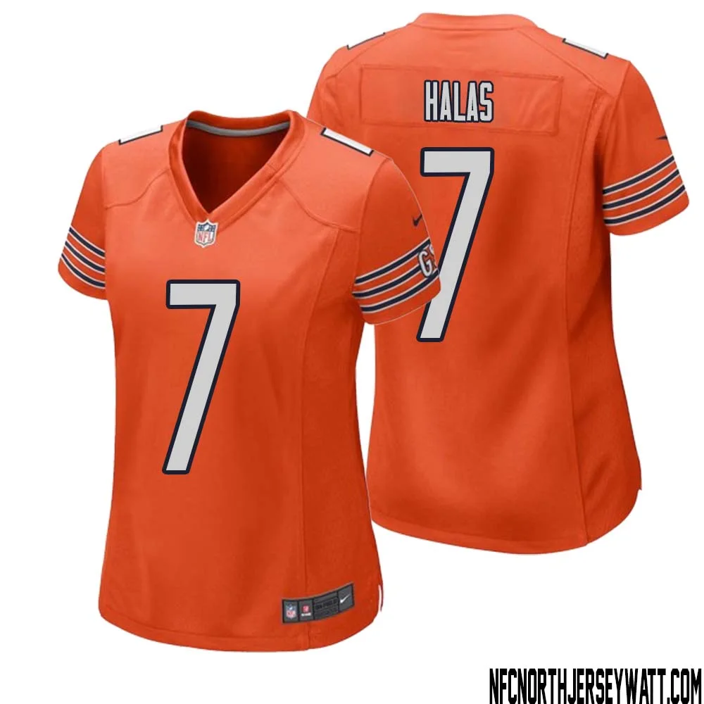 George Halas No 7 Women Orange Chicago Bears Alternate Game Player Jersey 1