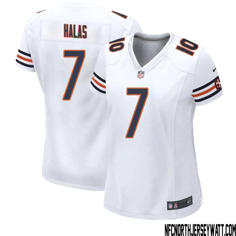 George Halas No 7 Women White Chicago Bears Away Game Jersey 1