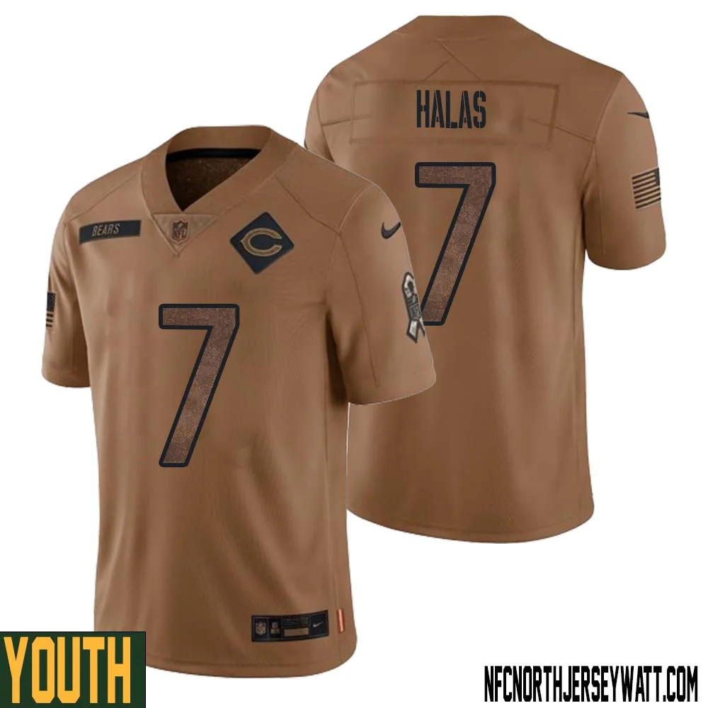 George Halas No 7 Youth Brown Chicago Bears 2023 Salute To Service Retired Player Limited Jersey 1