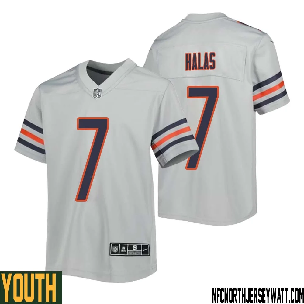 George Halas No 7 Youth Silver Chicago Bears Inverted Legend Jersey 1