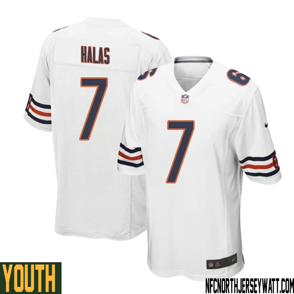 George Halas No 7 Youth White Chicago Bears Away Game Jersey