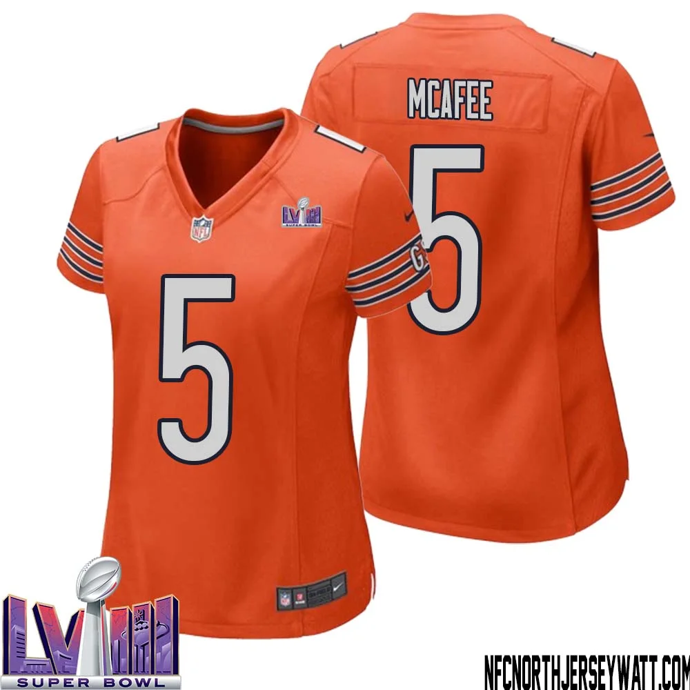 George McAfee No 5 Chicago Bears Super Bowl LVIII Alternate Game Jersey Orange for Women 1