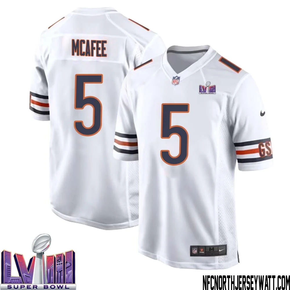 George McAfee No 5 Chicago Bears Super Bowl LVIII Away Game Jersey White for Men 1