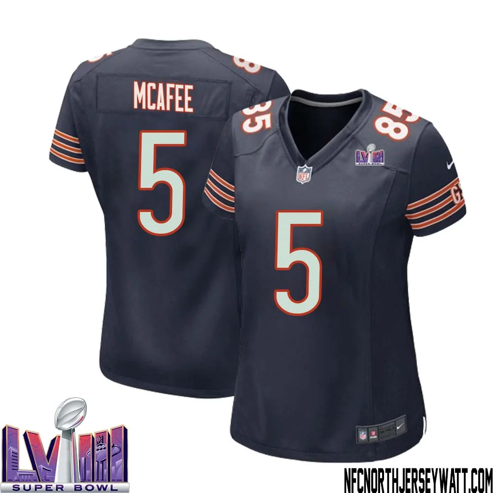 George McAfee No 5 Chicago Bears Super Bowl LVIII Home Game Jersey Navy for Women