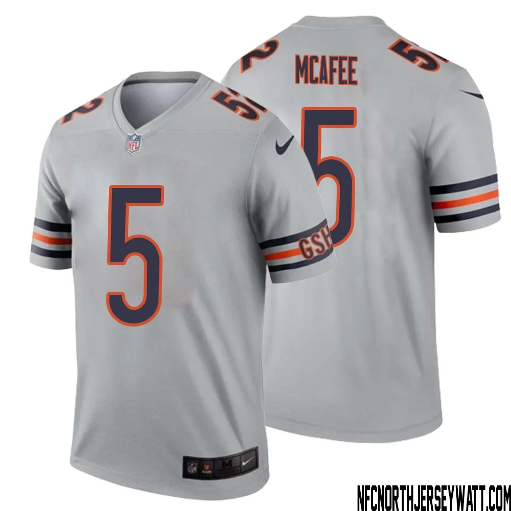 George McAfee No 5 Men Silver Chicago Bears Inverted Legend Jersey 1