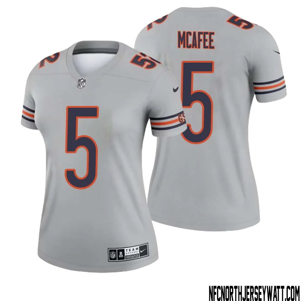 George McAfee No 5 Women Silver Chicago Bears Inverted Legend Jersey