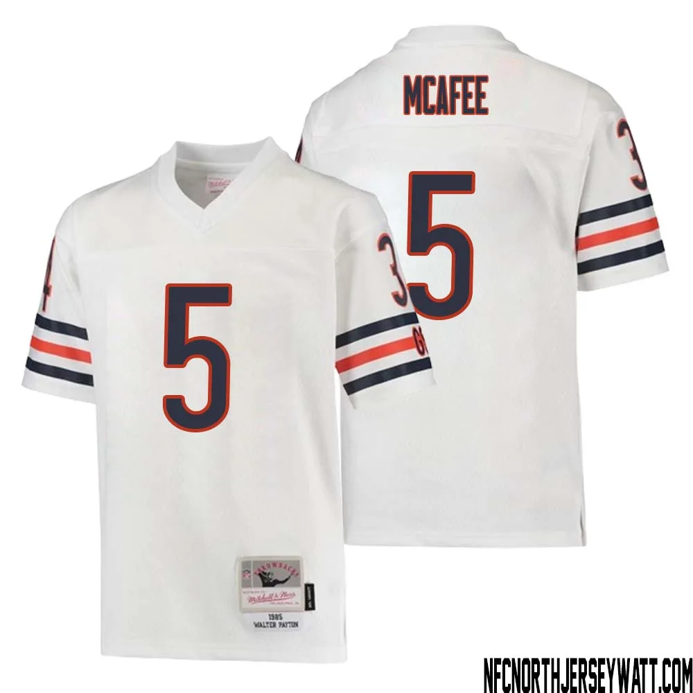 George McAfee No 5 Youth Mitchell Ness White Chicago Bears 1985 Retired Player Legacy Jersey