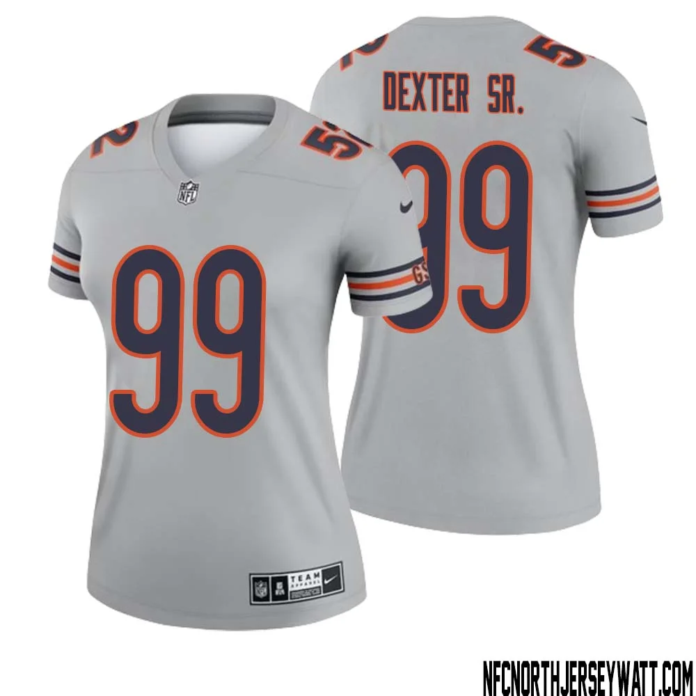 Gervon Dexter Sr. No 99 Women Silver Chicago Bears Inverted Legend Jersey 1