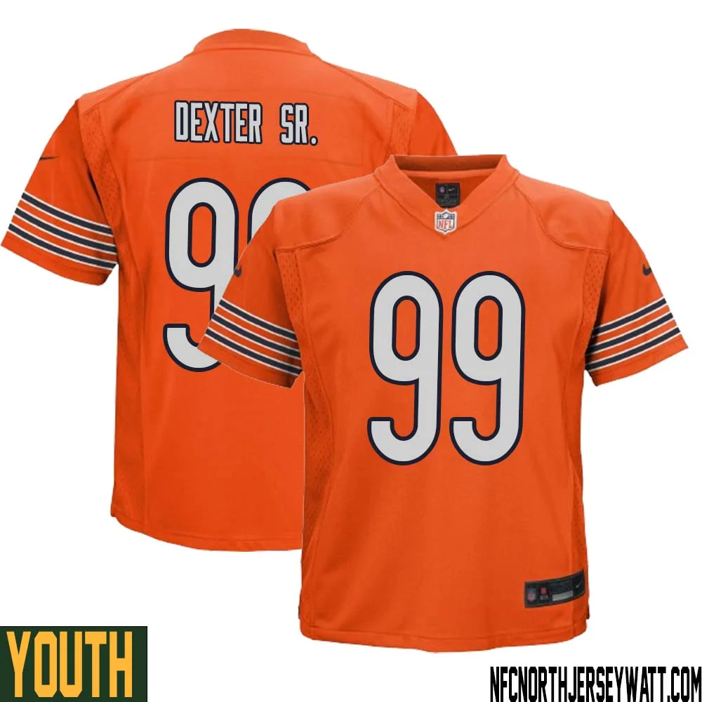 Gervon Dexter Sr. No 99 Youth Orange Chicago Bears Alternate Game Player Jersey 1