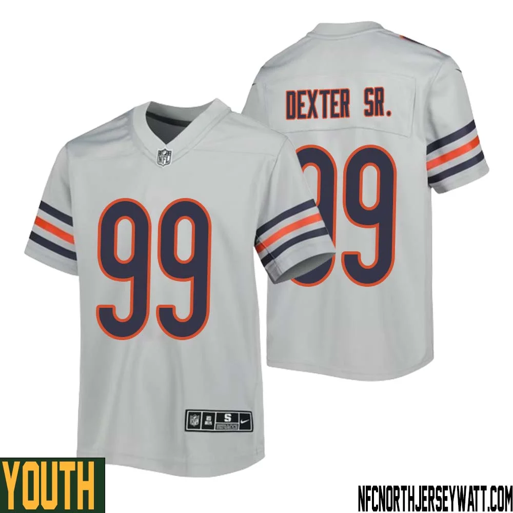 Gervon Dexter Sr. No 99 Youth Silver Chicago Bears Inverted Legend Jersey