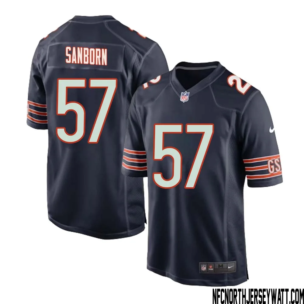 Jack Sanborn No 57 Chicago Bears Home Game Navy Jersey for Men 1