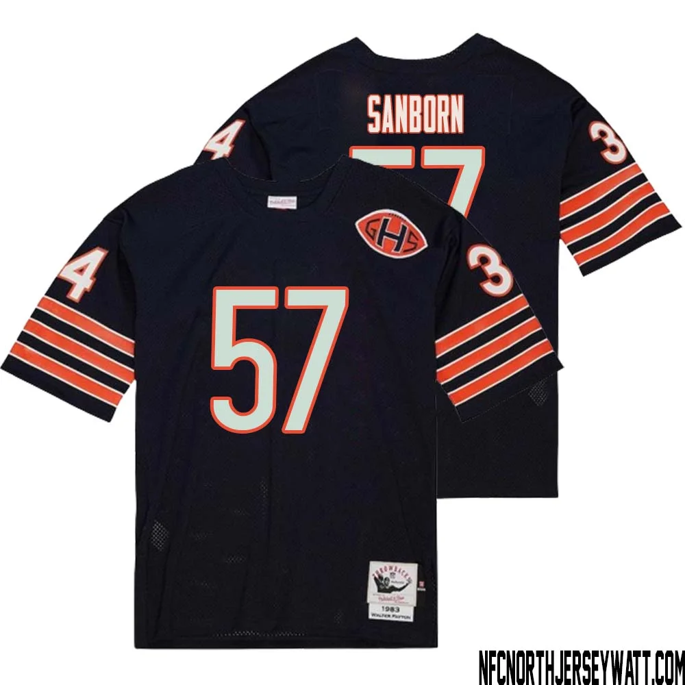 Jack Sanborn No 57 Men Mitchell Ness Navy Chicago Bears 2004 Authentic Throwback Retired Player Jersey