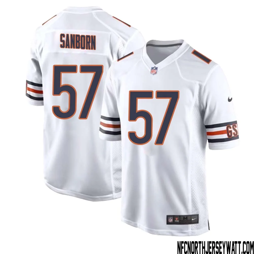 Jack Sanborn No 57 Men White Chicago Bears Away Game Jersey