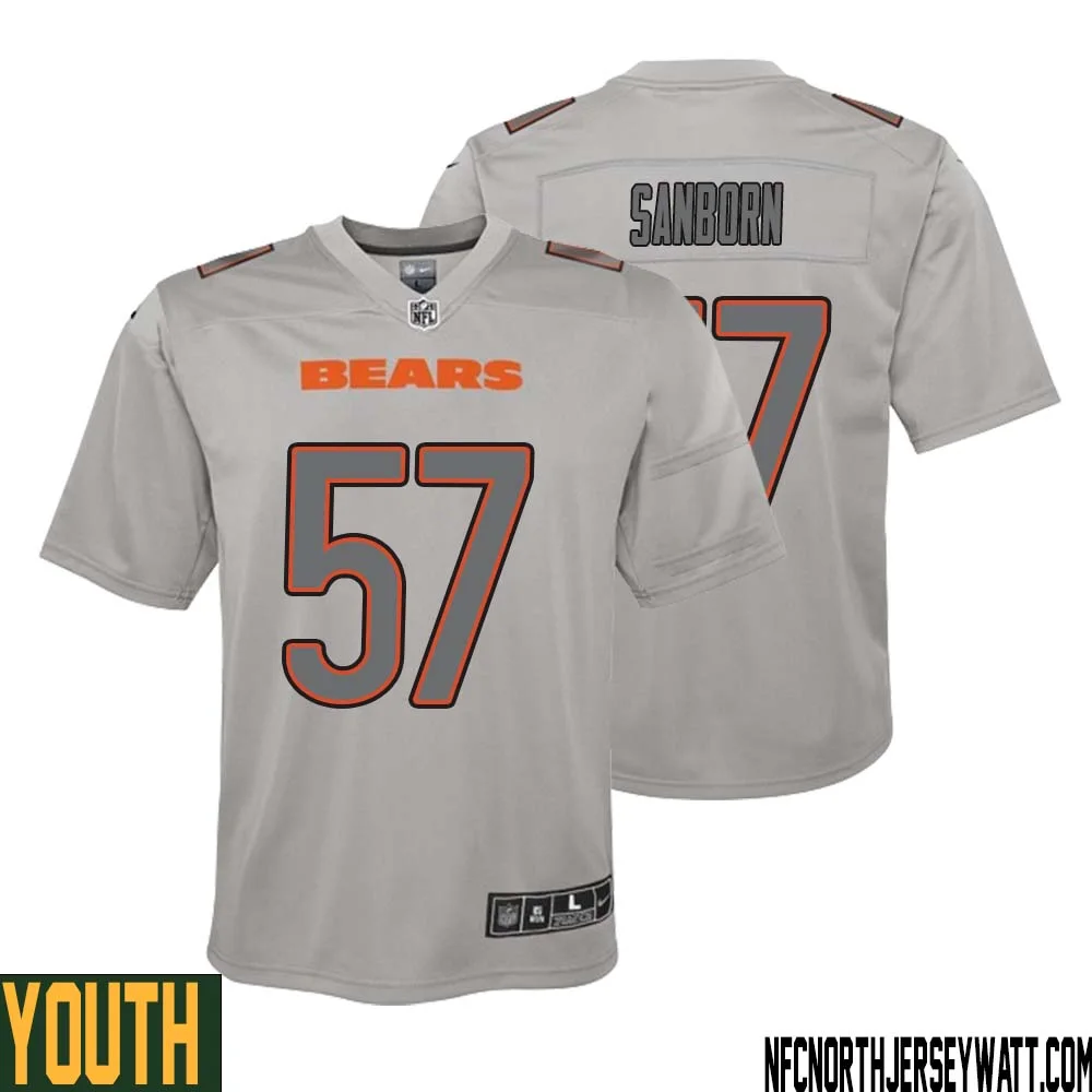 Jack Sanborn No 57 Youth Gray Chicago Bears Atmosphere Fashion Game Jersey