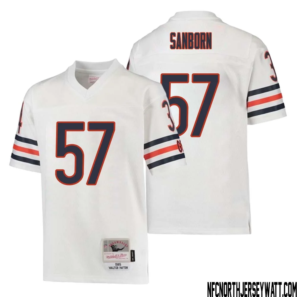 Jack Sanborn No 57 Youth Mitchell Ness White Chicago Bears 1985 Retired Player Legacy Jersey 1