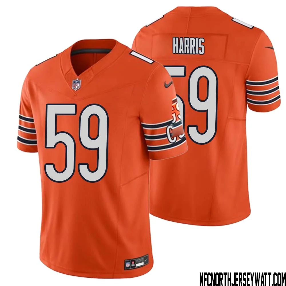 Jalen Harris No 59 Men Orange Chicago Bears Vapor F.U.S.E. Limited Jersey 1