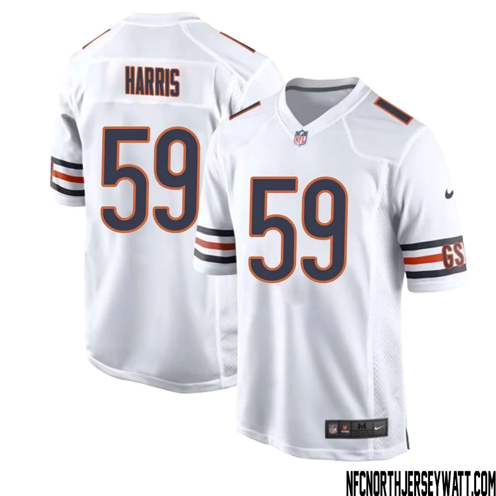 Jalen Harris No 59 Men White Chicago Bears Away Game Jersey