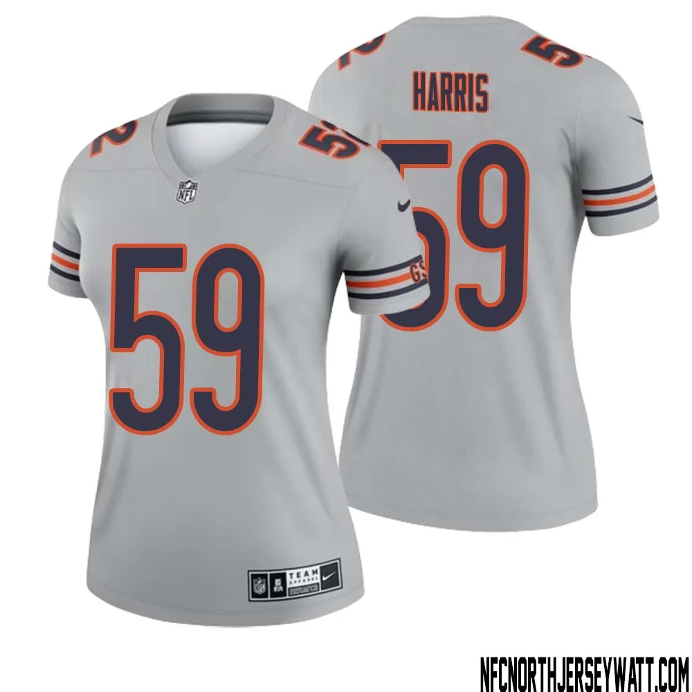 Jalen Harris No 59 Women Silver Chicago Bears Inverted Legend Jersey