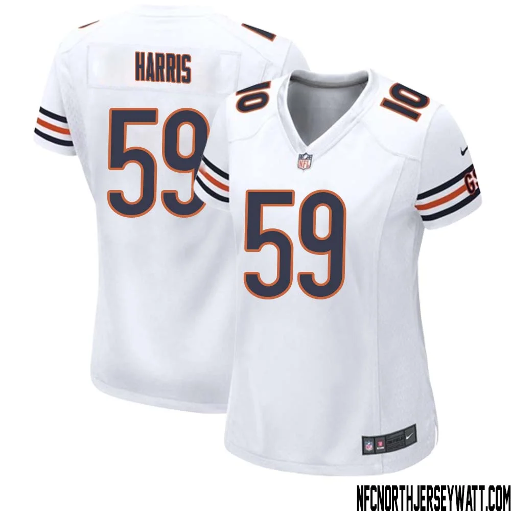 Jalen Harris No 59 Women White Chicago Bears Away Game Jersey