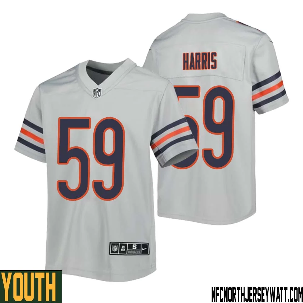 Jalen Harris No 59 Youth Silver Chicago Bears Inverted Legend Jersey 1