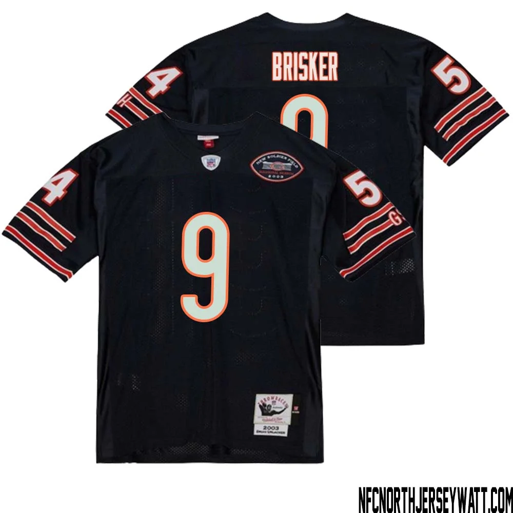 Jaquan Brisker No 9 Men Mitchell Ness Navy Chicago Bears 2004 Authentic Throwback Retired Player Jersey 1