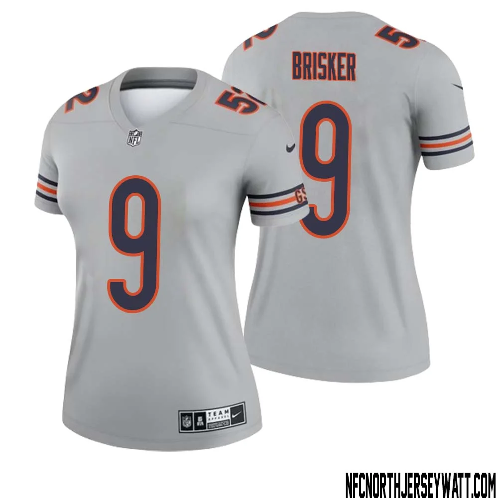 Jaquan Brisker No 9 Women Silver Chicago Bears Inverted Legend Jersey