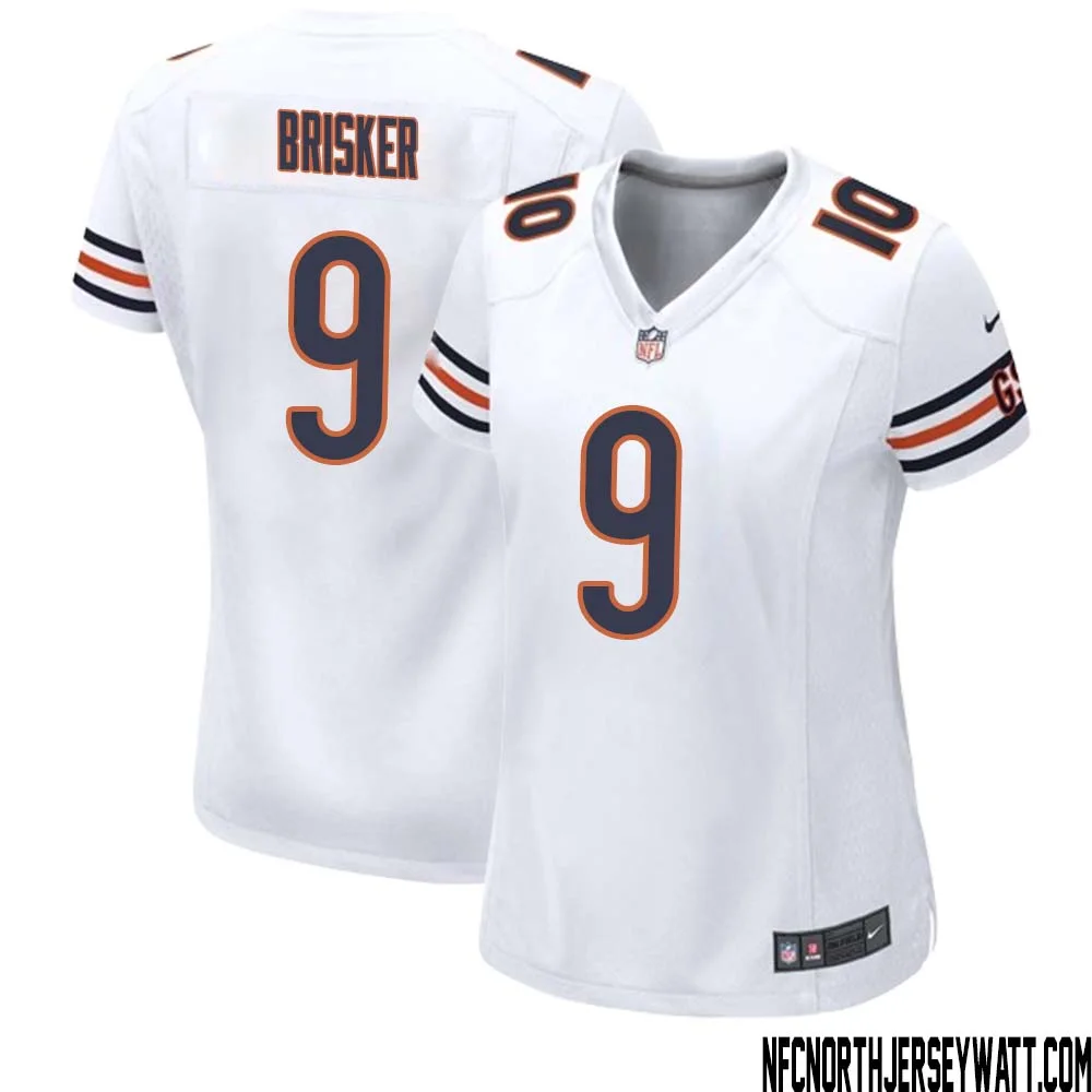 Jaquan Brisker No 9 Women White Chicago Bears Away Game Jersey