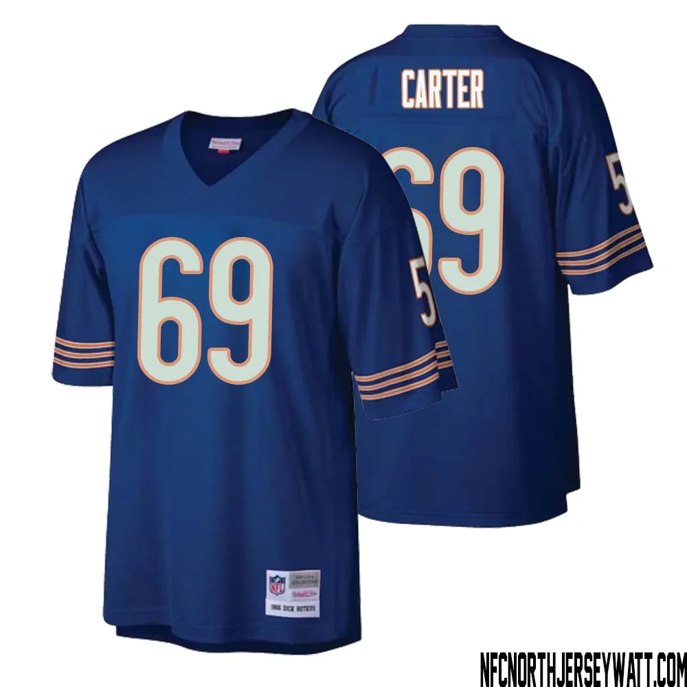 JaTyre Carter No 69 Men Mitchell Ness Navy Chicago Bears Retired Player Legacy Replica Jersey 1