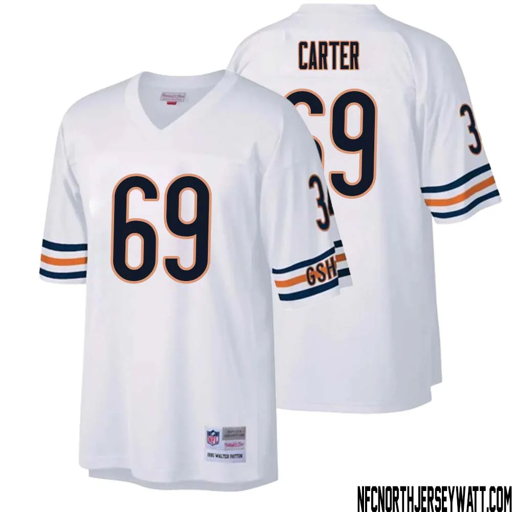 JaTyre Carter No 69 Men Mitchell Ness White Chicago Bears Legacy Replica Jersey 1