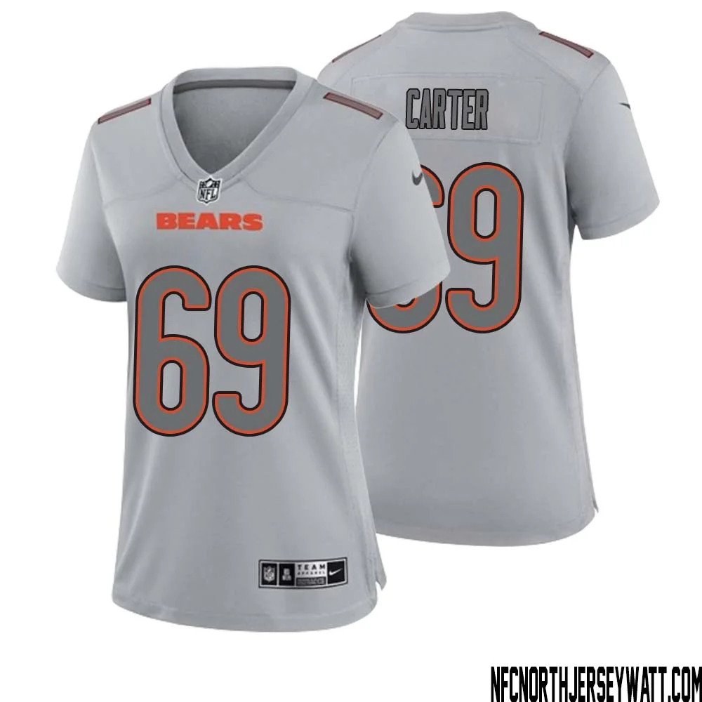 JaTyre Carter No 69 Women Gray Chicago Bears Atmosphere Fashion Game Jersey 1