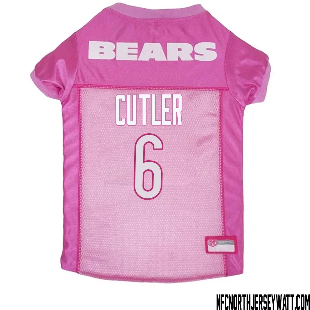 Jay Cutler No 6 Chicago Bears Dog Jersey Pink 1