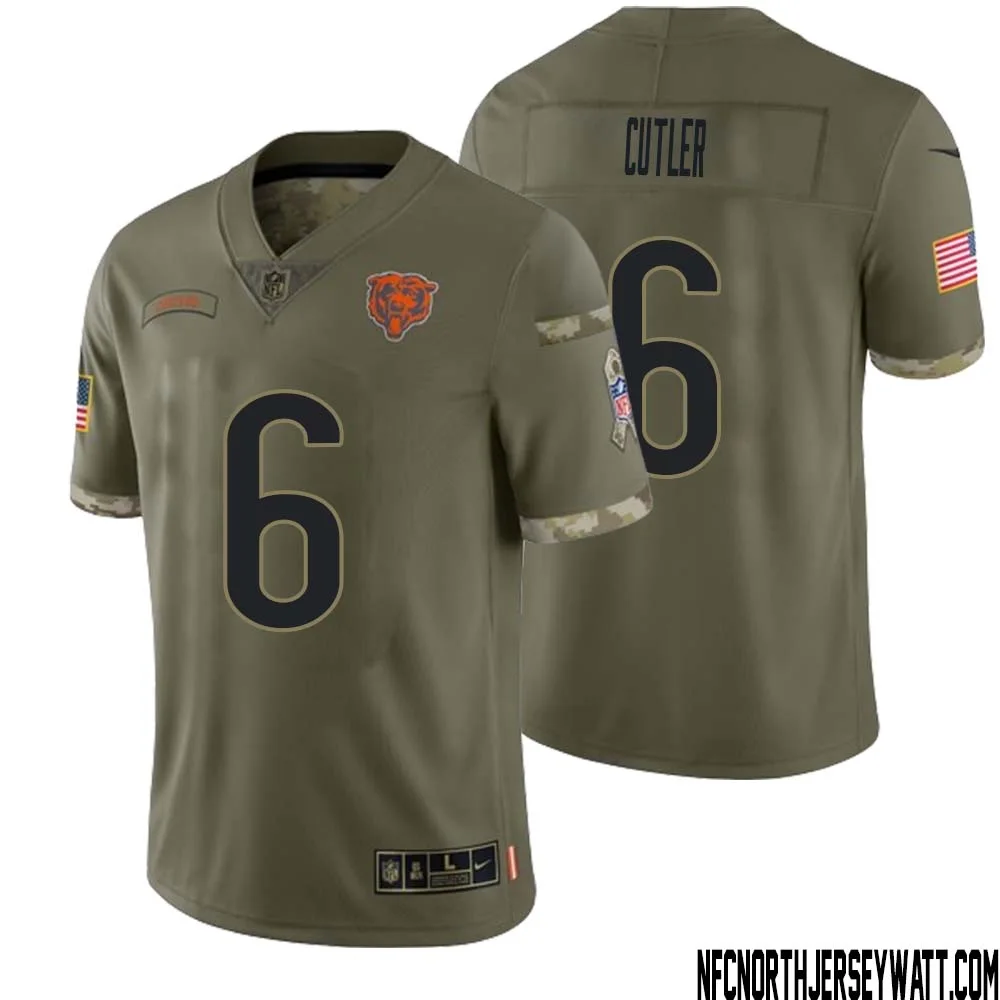 Jay Cutler No 6 Men Olive Chicago Bears 2022 Salute To Service Retired Player Limited Jersey 1