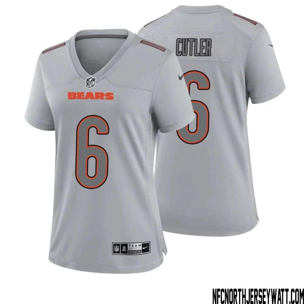 Jay Cutler No 6 Women Gray Chicago Bears Atmosphere Fashion Game Jersey