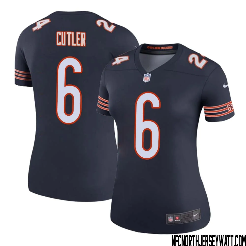 Jay Cutler No 6 Women Navy Chicago Bears Color Rush Legend Jersey