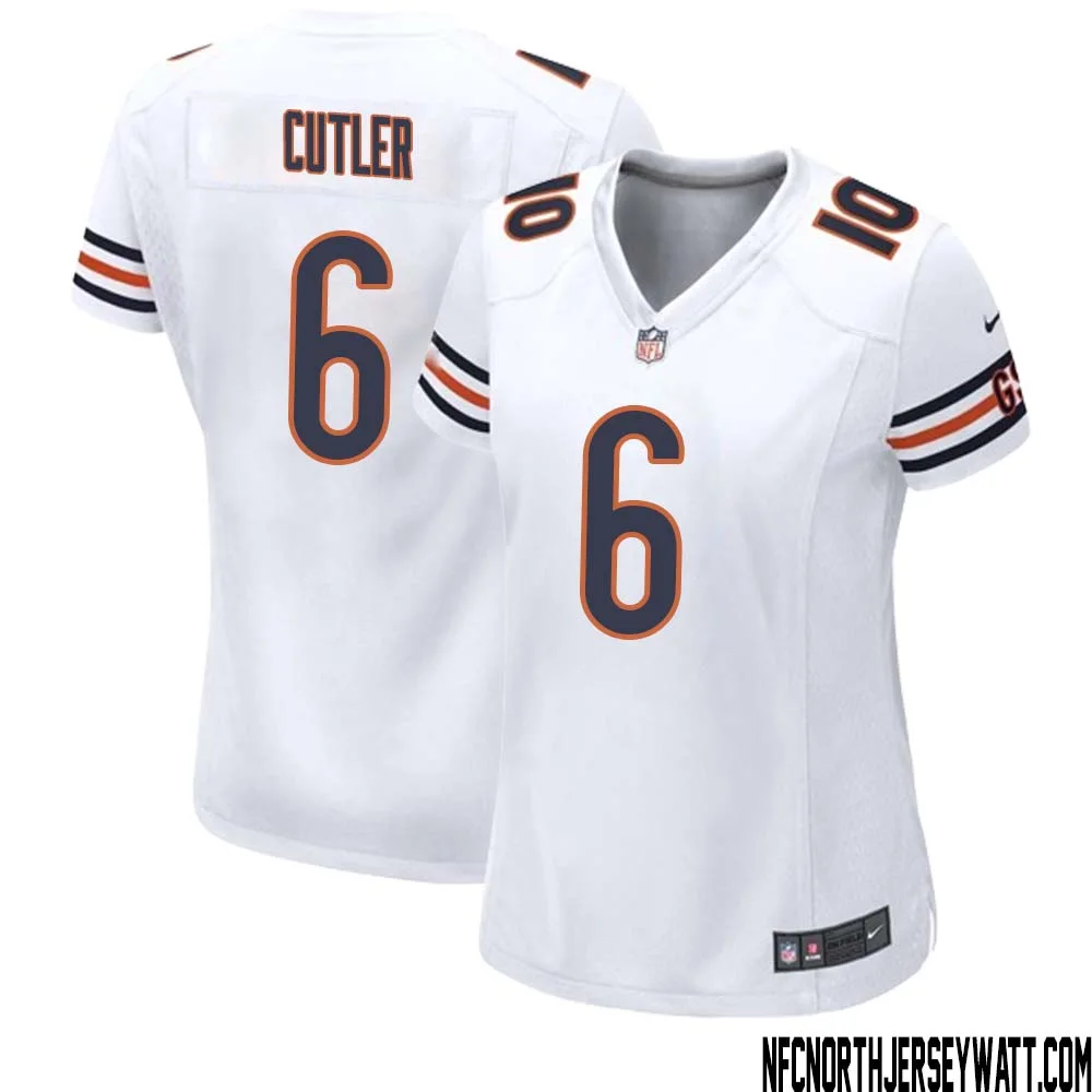 Jay Cutler No 6 Women White Chicago Bears Away Game Jersey