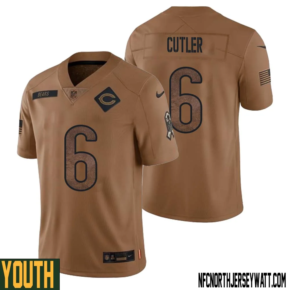 Jay Cutler No 6 Youth Brown Chicago Bears 2023 Salute To Service Retired Player Limited Jersey 1
