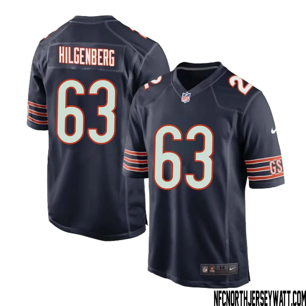 Jay Hilgenberg No 63 Chicago Bears Home Game Navy Jersey for Men