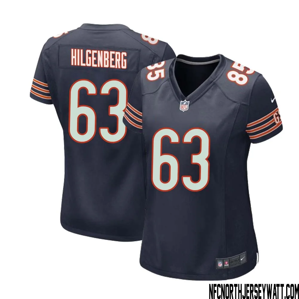 Jay Hilgenberg No 63 Chicago Bears Home Game Navy Jersey for Women