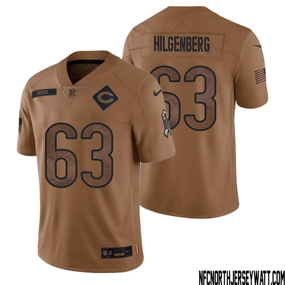 Jay Hilgenberg No 63 Men Brown Chicago Bears 2023 Salute To Service Retired Player Limited Jersey 1