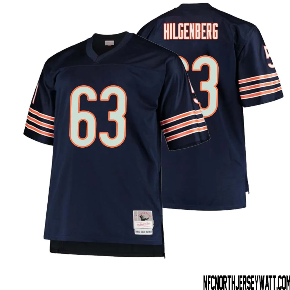 Jay Hilgenberg No 63 Men Mitchell Ness Navy Chicago Bears Big Tall 1966 Retired Player Replica Jersey